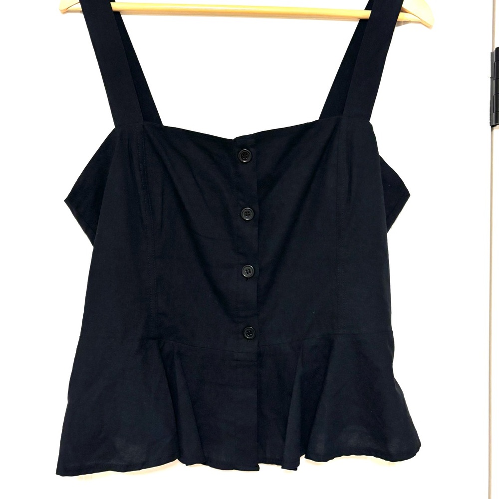 NWOT - Black Peplum Button Front UO top